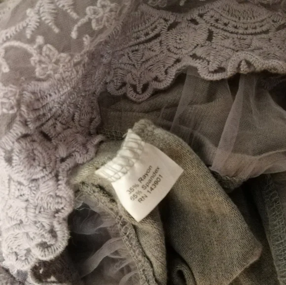 Coco + Carmen Coastal Grandmother Style V-Neck Jersey+Lace Tunic Jumper, XL - Picture 5 of 5